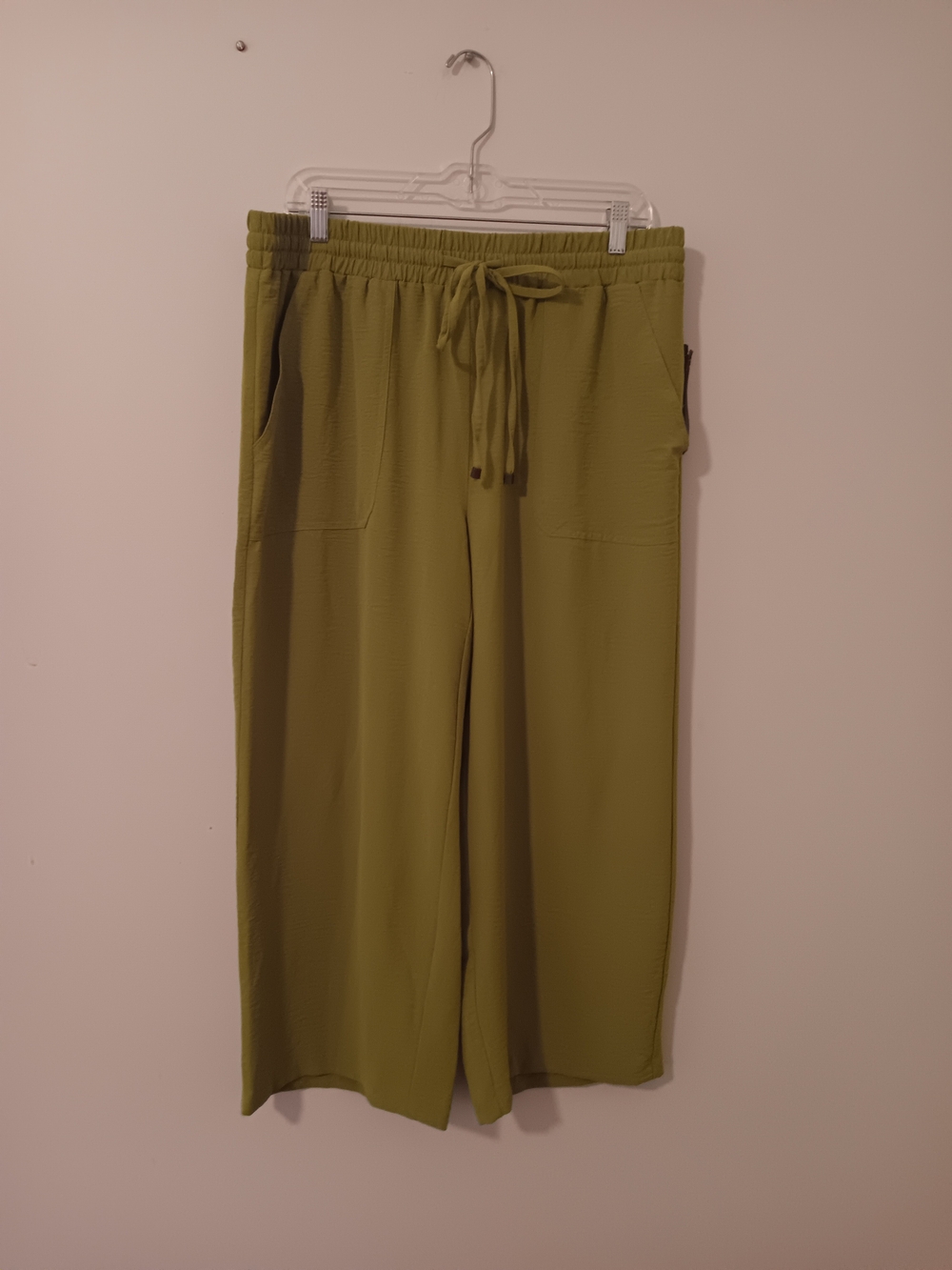 NYCC New York Clothing Co Olive Green Wide Leg Drawstring Pants NWT Large - Picture 2 of 6